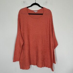 Peruvian Connection Top XL Knit Coral Pullover 3/4 Sleeve Pima Cotton